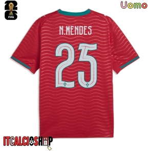 Portogallo Nuno Mendes #25 Prima Maglia Mondiali 2026 Manica Corta